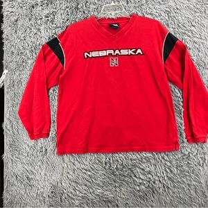 NCAA Nebraska Huskers Shirt Men’s Large Vneck Spellout Embroidered College
